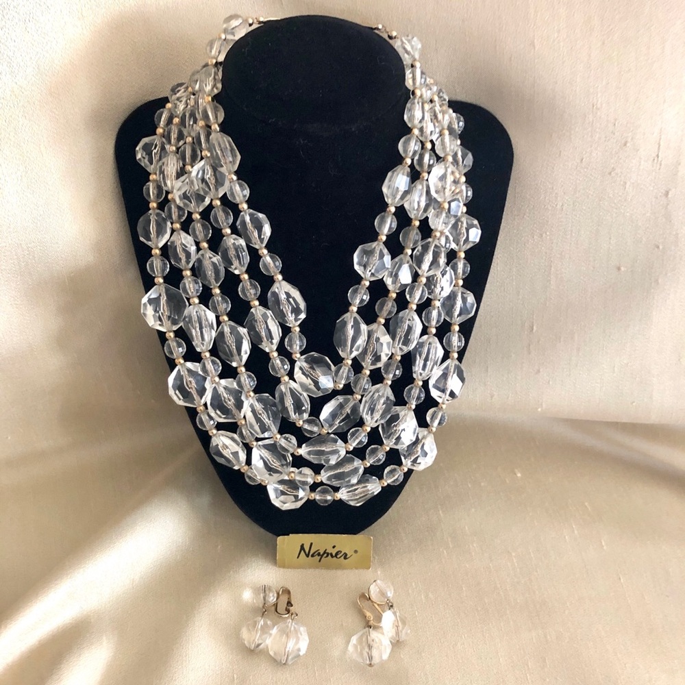 Vintage Napier multi- strand beads & earrings